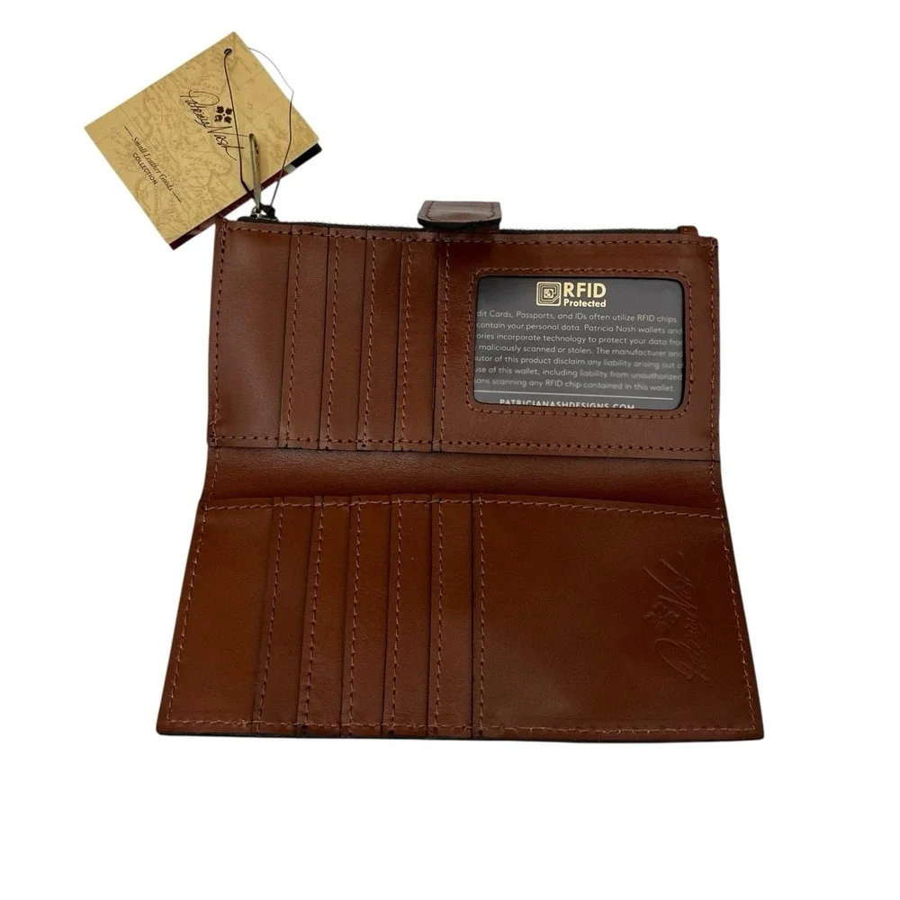 Patricia Nash Womens Leather Nazari Wallet Antique Rose Classic Continental RFID